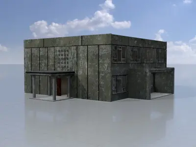 Old military barrack version 1 ruin 8 Low-poly 3D model