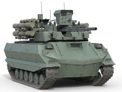 Uran-9 combat tank Low-poly 3D model