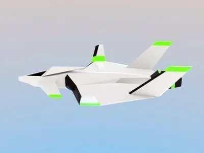 Manta ray aircraft lowpoly concept Low-poly 3D model