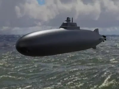 submarine ship Low-poly 3D model
