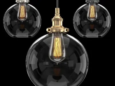 20th Century Factory Filament Clear Glass Cafe Pendants 3D Model Pack