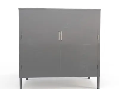 Metal Sink with Cabinet Low-poly 3D model