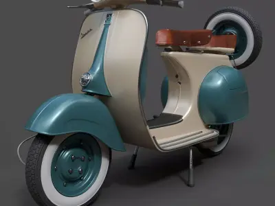 Vespa VNB 125-B Classic Scooter - High-Poly 3D Model 3D model