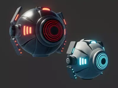Sci Fi Ball Scanner Drone Low-poly 3D model