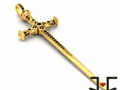 0163 - Stylish Antique Sword Pendant 3D print model