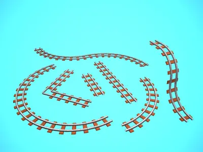 MODULAR RAILS CARTOON STYLIZED Low-poly 3D model