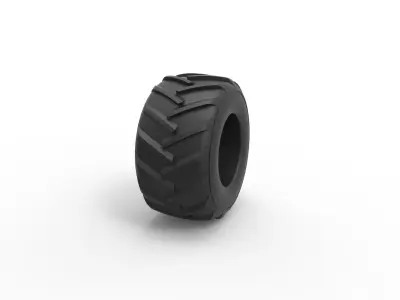Old school pulling truck tire Scale 1 to 25 3D print model