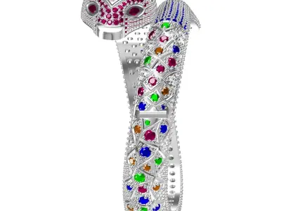 Antique Snake Multi Colour Gemstone Bracelet 3D print model