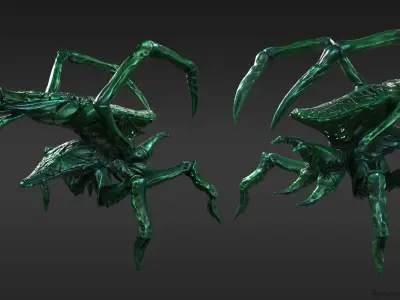 Arachnid group of spiders Low-poly 3D model