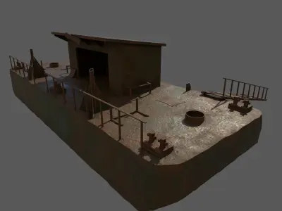 River panton  barge Low-poly 3D model