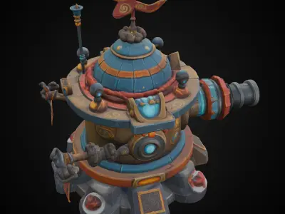 Stylized Turrets - Hand Painted 3D Model Pack