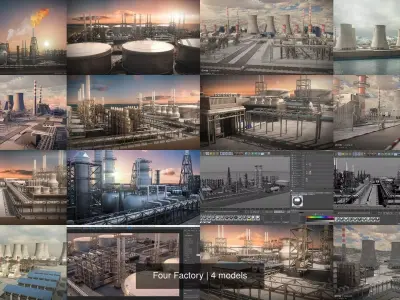 Four Factory 3D Model Pack purchase