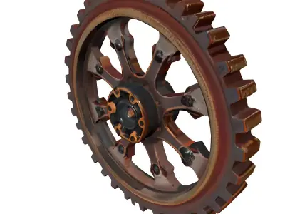 Rusty Industrial Gear Wheel Low-poly 3D model purchase
