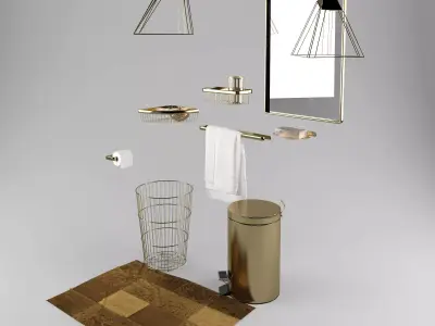 Bathroom gold set 3D model