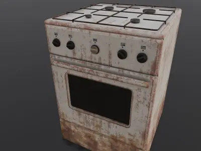 Gas stove 3D Model Low-poly 3D model
