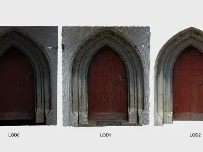Medieval gothic chapel door portal Low-poly 3D model