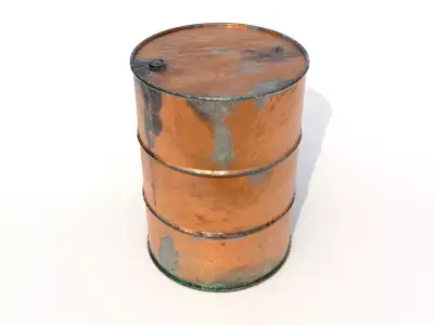 Rusty metal oil barrel 3D model