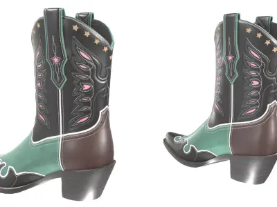 Eagle Star Cowboy Green Boots 3D model