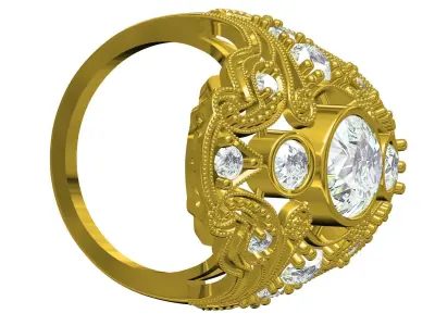 Antique Art Deco Filigree Engagement Ring 3D print model order