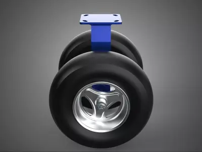 PAIR SET SLICK PLAIN DUAL 2 SWIVEL RIGID FIXED CASTER WHEEL TIRE 3D model
