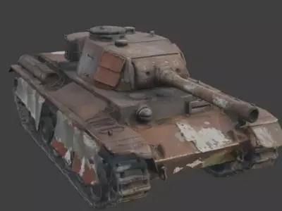 Rusted Iron Giant Abandoned Heavy Tank 3D Model Low-poly 3D model
