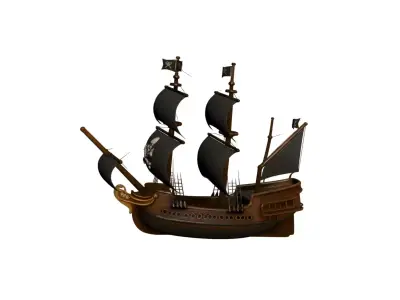 Black Galleon Ship 3D Model Realistic Historical Sailing Vessel 3D model