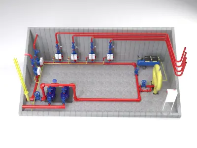 Fire-fighting pumping station 3D model