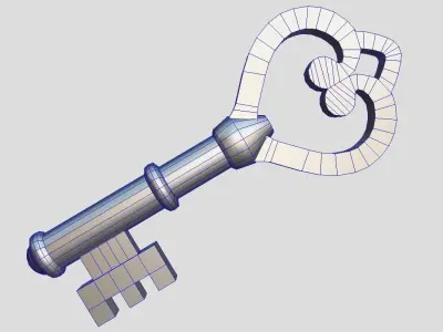 Key 2 golden Low-poly 3D model