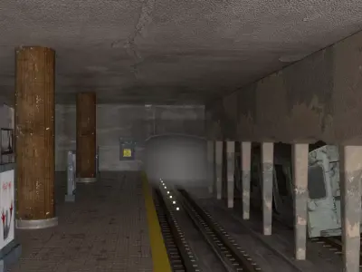 Abandoned Ghost Metro Subway Station In Horror Style 3D model