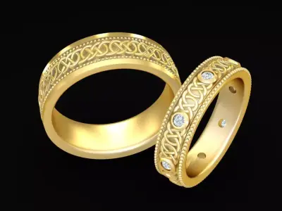 Classic Celtic Pattern Gold Band Ring for Men 118 3D print model