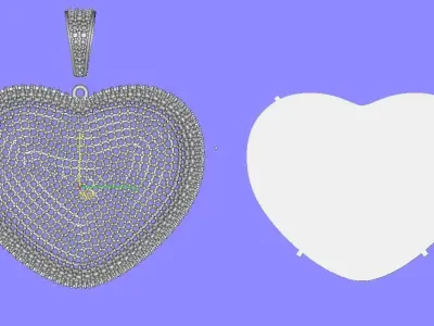 Unique Full Diamond Heart Pendant 3D print model