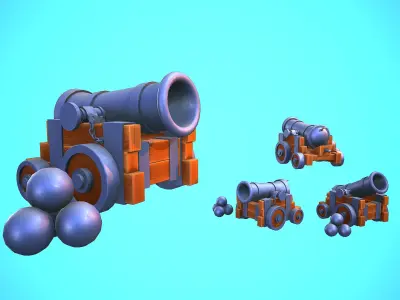 STYLIZED CANNON CARTOON STYLIZED REALISTIC Low-poly 3D model