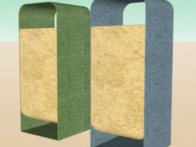 Bins for recycling and rubbish Free low-poly 3D model