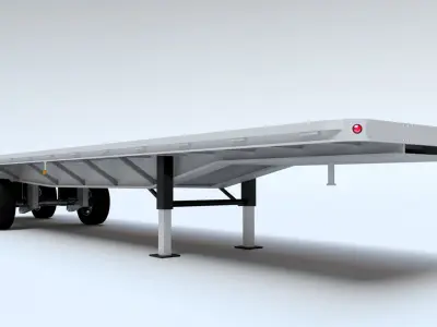 Flat Bed Trailer for a DAF XF Truck Low-poly 3D model