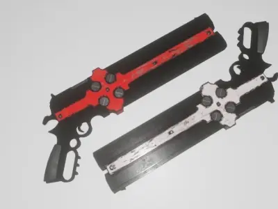 Cross Gun X2 Low-poly 3D model