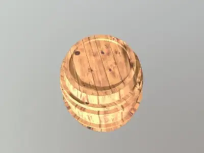 Wooden Barrel Free low-poly 3D model 7