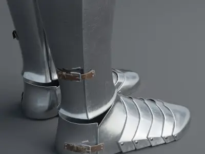 European Medieval Greaves with Sabatons-Solleretes Low-poly 3D model