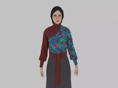 woman in asian clothes Low-poly 3D model buy