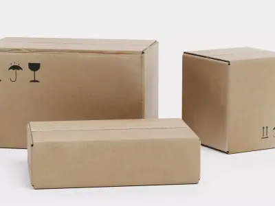 Cardboard Box Collection - 3 Parcel Packages 3D model