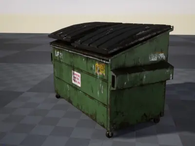 3D Dumpster Game Ready garbage can Low-poly 3D model