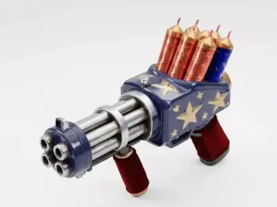 Star-Spangled Barrage Fireworks Minigun 3D Model Low-poly 3D model