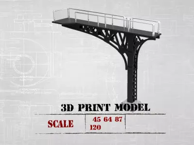 Double Track Cantilever signal bridge for scale model trains 3D print model