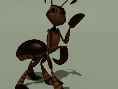 Rigged Cartoon Ant Brown 3D model