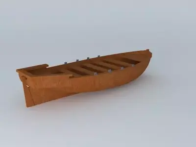 Rowboat wooden boat 3D model