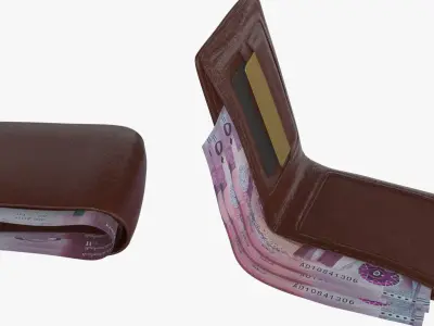 Jordan 50 Dinars Wallet Money Purse 3D model
