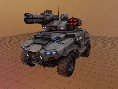 Sci Fi Armored Combat Vehicle with Heavy Laser Turret 3D print model