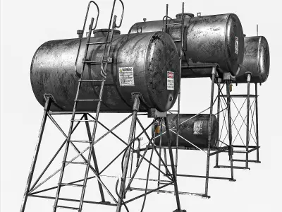 Overhead Fuel Storage Tanks  3 Pakage  Low-poly 3D model