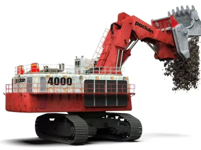Poclain Hydraulic Mining Excavator On Site 3D model