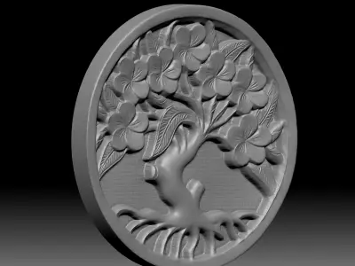 Tree of Life bas-relief design 3D print model
