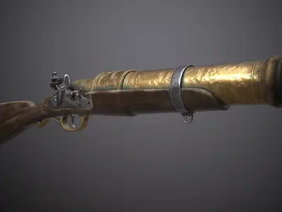 Flintlock Hand-Cannon - two skins Low-poly 3D model